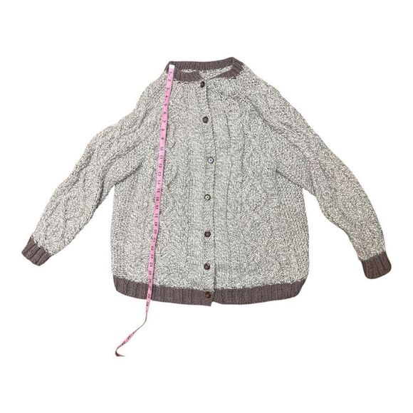 Handmade Chunky Knit Cardigan Sweater XL Button Up Cable Knit Cozy Classic - Picture 3 of 6